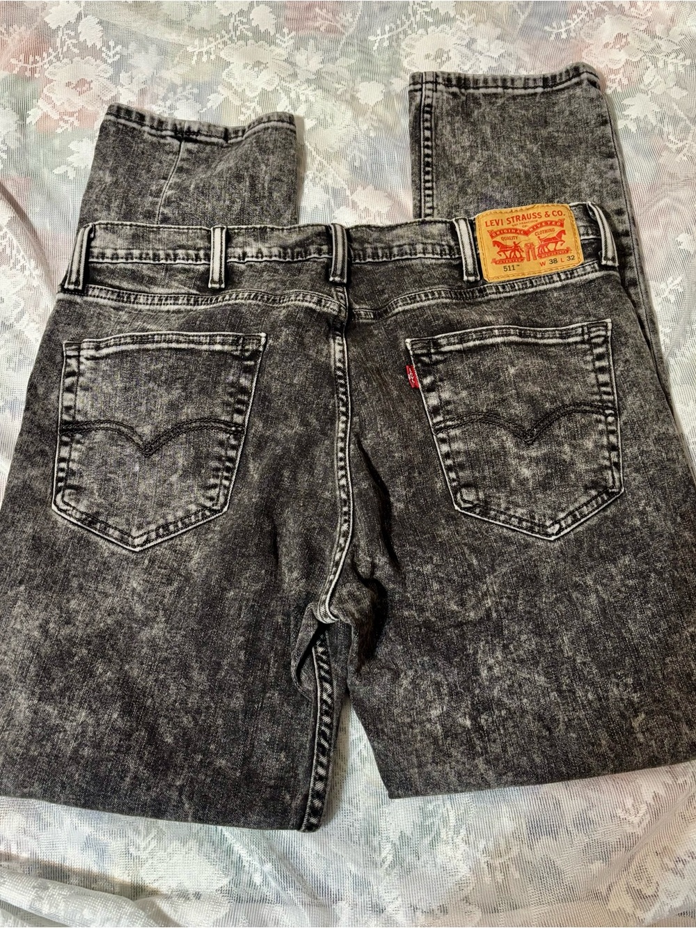 Levi's Men's Black Acid Wash Straight Jeans